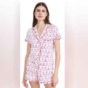 Roller Rabbit Pink Lovestruck Bunny Polo Pajamas Preppy Valentine’s Day Sz L